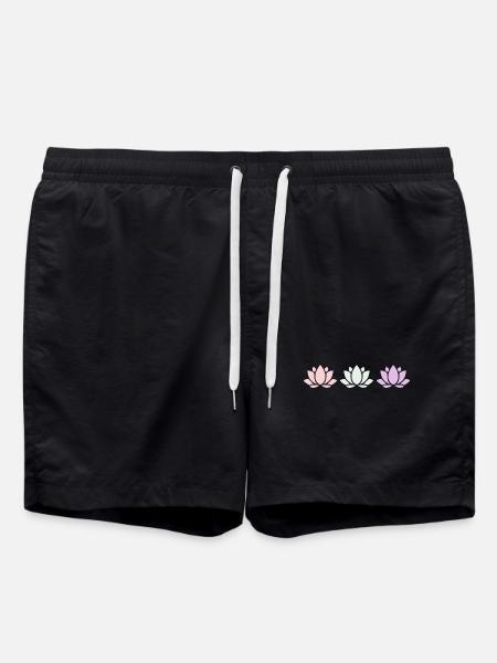Lotusblume Lotusblüte Blume pastell Blüte Yoga - Badeshorts - Schwarz