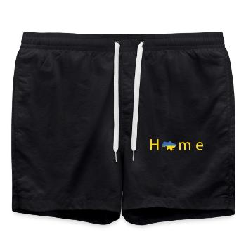 Zuhause: Ukrainescher Stil Heimdruck - Badeshorts - Schwarz - Vorne - AI Model Male 185 light (185cm)