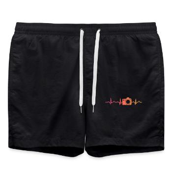 Sunset Camera Heartbeat Photograph - Swim Trunks - black - Front - AI Model Male 185 light (185cm)