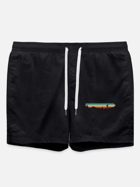 Sunset Mountain Bike Silhouette - Swim Trunks - black