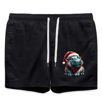 Weihnachtsmann Nilpferd - Badeshorts - Schwarz - Vorne - AI Model Male 185 light (185cm)