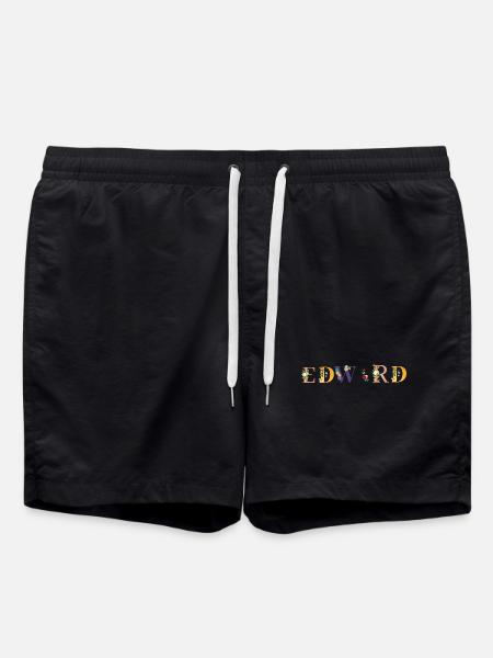 EDWARD name adorned with flowers - Swim Trunks - black