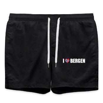 I love Bergen Norwegen - Badeshorts - Schwarz - Vorne - AI Model Male 185 light (185cm)