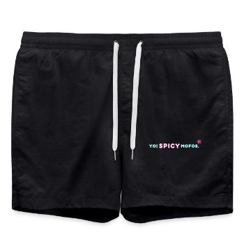 Yo! Spicy Mofos. | Retro Y2K Style - Badeshorts - Schwarz - Vorne - AI Model Male 185 light (185cm)