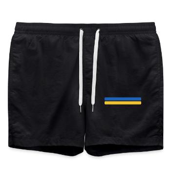 Ukraine Flagge Minimal - Fahne Fan Streifen Design - Badeshorts - Schwarz - Vorne - AI Model Male 185 light (185cm)
