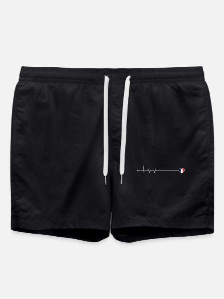 Heartbeat love france flag - Swim Trunks - black