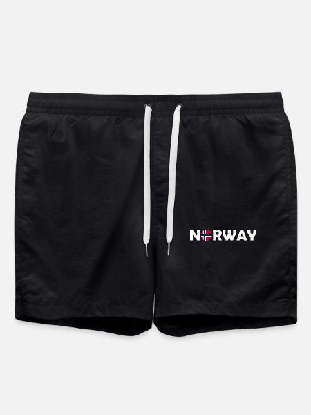 Norway Lettering with Flag - Norge - Norwegen - Badeshorts - Schwarz