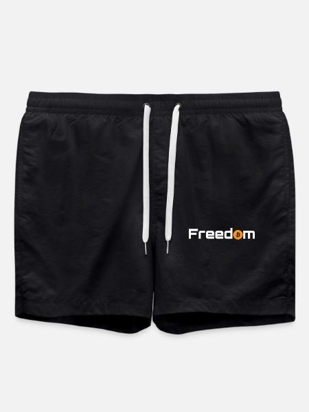 Orange Bitcoin Freedom - Swim Trunks - black