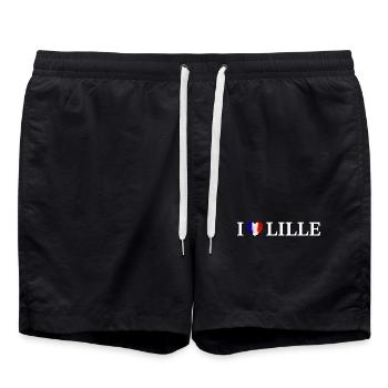 I love Lille France - Swim Trunks - black - Front - AI Model Male 185 light (185cm)