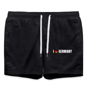 Germany Herz – Deutschland Flaggenherz - Badeshorts - Schwarz - Vorne - AI Model Male 185 light (185cm)