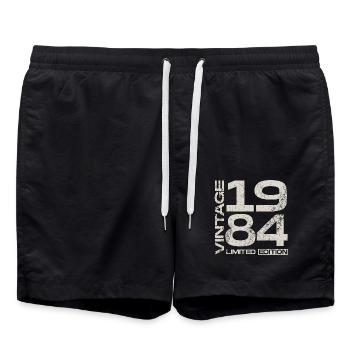Jahrgang 1984 geboren Vintage Geburtstag Geschenk - Badeshorts - Schwarz - Vorne - AI Model Male 185 light (185cm)