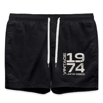 Jahrgang 1974 geboren Vintage Geburtstag Geschenk - Badeshorts - Schwarz - Vorne - AI Model Male 185 light (185cm)