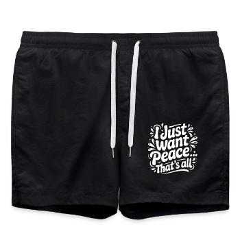 Just Peace - ich will nur Frieden - mehr nicht - Badeshorts - Schwarz - Vorne - AI Model Male 185 light (185cm)