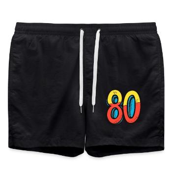 80 Zahl Comic - Badeshorts - Schwarz - Vorne - AI Model Male 185 light (185cm)