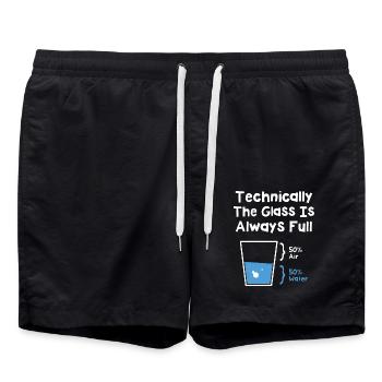 Technically The Glass Is Always Full - Swim Trunks - black - Front - AI Model Male 185 light (185cm)