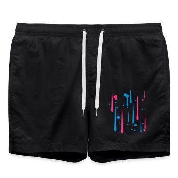 rain drops graffiti spray cool hold out black - Swim Trunks - black - Front - AI Model Male 185 light (185cm)