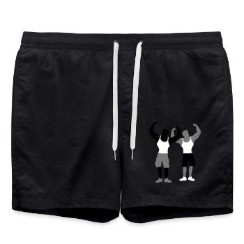équipe couple duo 2 amis muscle posen texte clipart - Short de bain - noir - Devant - AI Model Male 185 light (185cm)