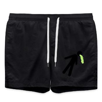funny puking vomit nausea hangover alcohol - Swim Trunks - black - Front - AI Model Male 185 light (185cm)