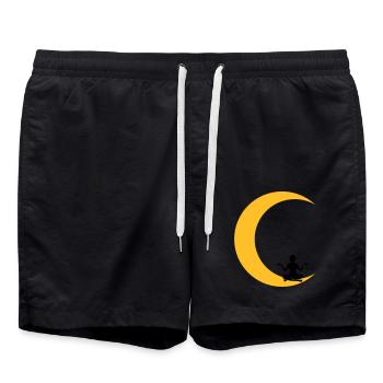 méditer lune yoga prier fitness femme s'aimer - Short de bain - noir - Devant - AI Model Male 185 light (185cm)