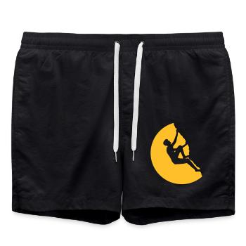 sommet nuit lune rond cercle mur raide fre - Short de bain - noir - Devant - AI Model Male 185 light (185cm)