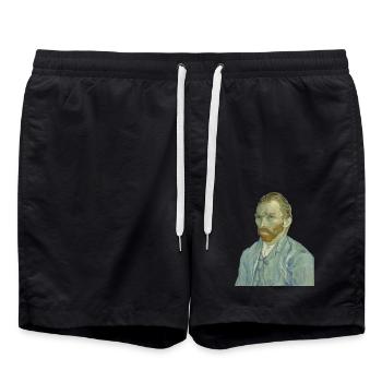 Vincent van Gogh Self Portrait Selbstbild - Badeshorts - Schwarz - Vorne - AI Model Male 185 light (185cm)