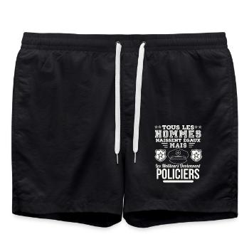 Policiers - Short de bain - noir - Devant - AI Model Male 185 light (185cm)