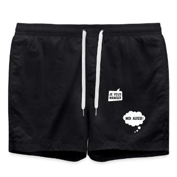 Je Veux Manger Moi Aussi Cadeau Grossesse Humour - Short de bain - noir - Devant - AI Model Male 185 light (185cm)