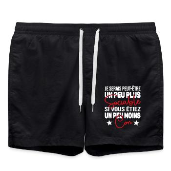 Je Serais Peut être Un Peu Plus Sociable Cadeau - Short de bain - noir - Devant - AI Model Male 185 light (185cm)