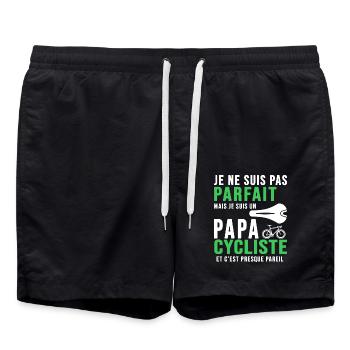 papa cycliste humour vélo velo vélos velos - Short de bain - noir - Devant - AI Model Male 185 light (185cm)