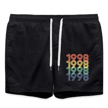 Cool Retro 1998, 24 Years Old, 24th Birthday Gift - Swim Trunks - black - Front - AI Model Male 185 light (185cm)