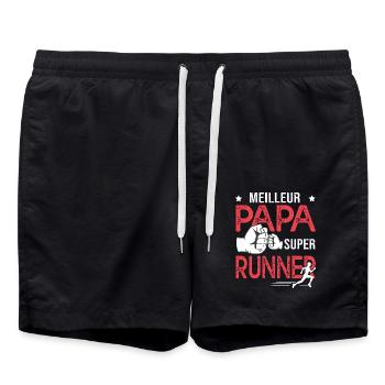 run Super papa meilleur runner course à pied - Short de bain - noir - Devant - AI Model Male 185 light (185cm)