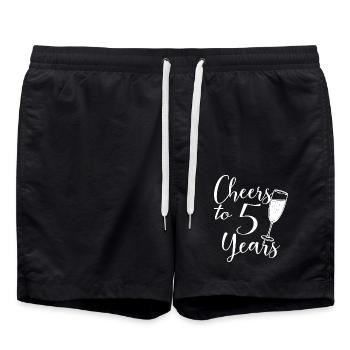 5th Wedding Anniversary Men Women Married Couple - Swim Trunks - black - Front - AI Model Male 185 light (185cm)
