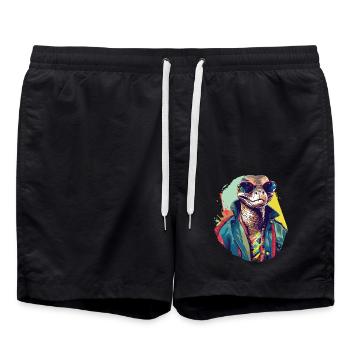 Serpent dans la rue | Serpent de la ville - Short de bain - noir - Devant - AI Model Male 185 light (185cm)