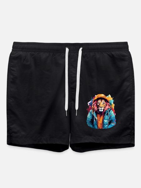 Street style lion | Lion lovers - Swim Trunks - black