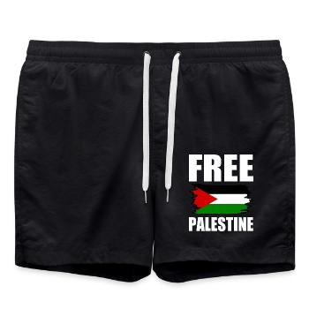 Free palestine - Swim Trunks - black - Front - AI Model Male 185 light (185cm)