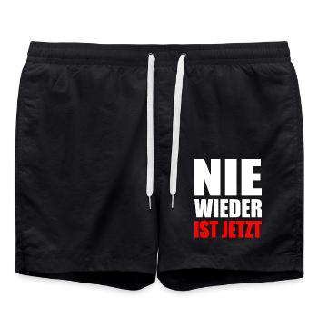 Nie wieder ist jetzt - Badeshorts - Schwarz - Vorne - AI Model Male 185 light (185cm)