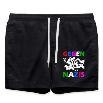 Gegen nazis faust - Badeshorts - Schwarz - Vorne - AI Model Male 185 light (185cm)