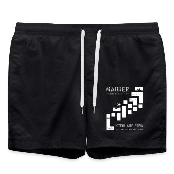 Wall Building Construction House Builder - Swim Trunks - black - Front - AI Model Male 185 light (185cm)