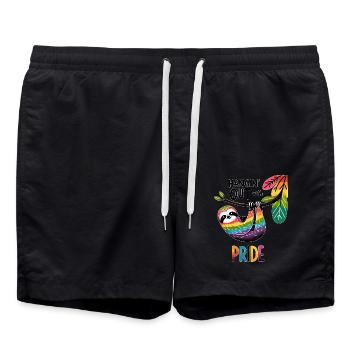 Fierté LGBTQ Mois de la fierté paresseux - Short de bain - noir - Devant - AI Model Male 185 light (185cm)