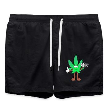 Der Bloom - Weed Cannabis Stoned Hanf Marihuana - Badeshorts - Schwarz - Vorne - AI Model Male 185 light (185cm)