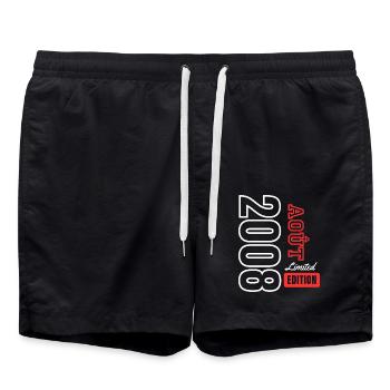 Limitiertes Geburtstagsgeschenk August 2008 - Badeshorts - Schwarz - Vorne - AI Model Male 185 light (185cm)