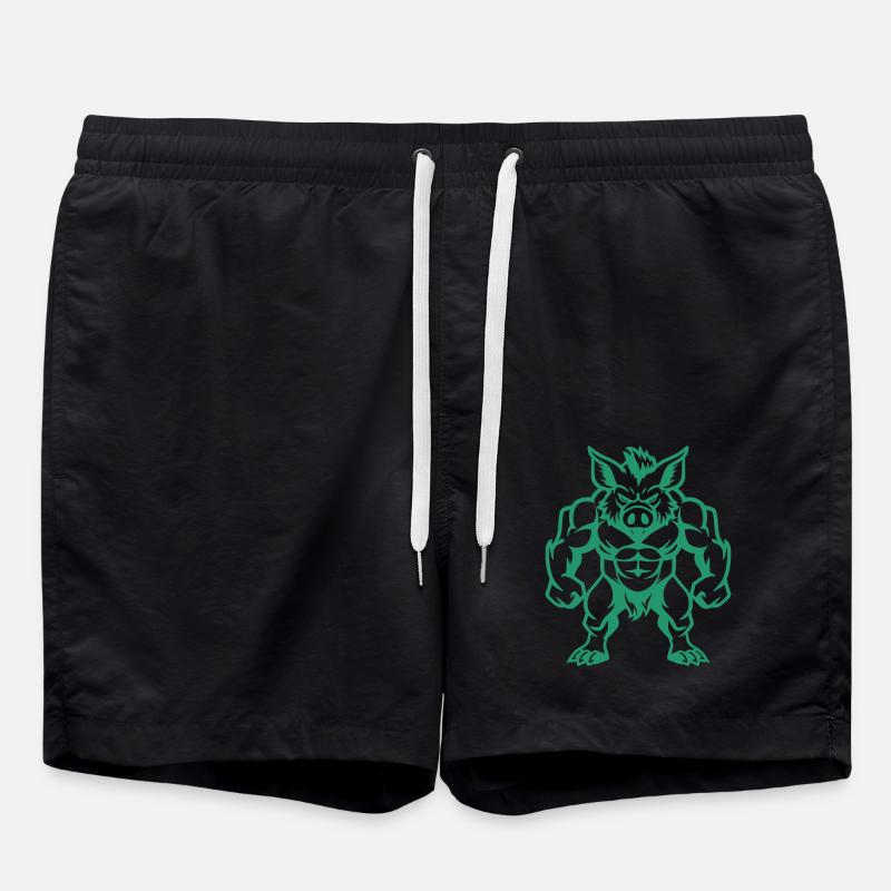 Wild Boar Comic - Swim Trunks - black