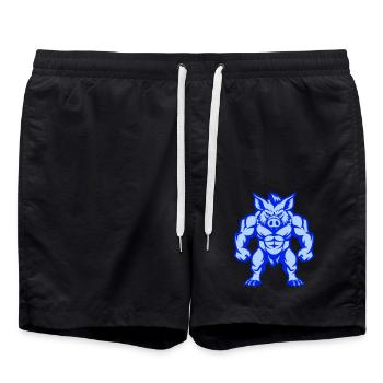 wildschwein comic tier - Badeshorts - Schwarz - Vorne - AI Model Male 185 light (185cm)
