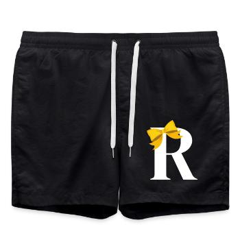 Lettre r nœud jaune - Short de bain - noir - Devant - AI Model Male 185 light (185cm)