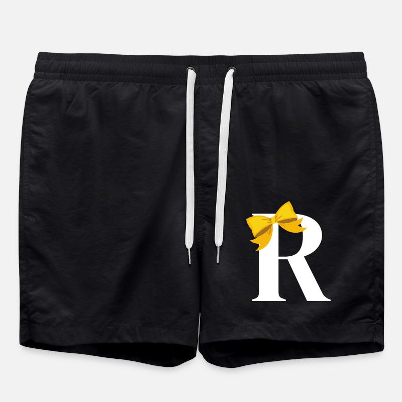 Lettre r nœud jaune - Short de bain - noir