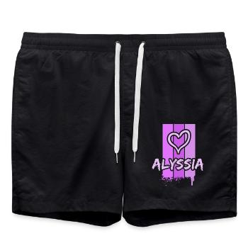Geschenk für Alyssia - Badeshorts - Schwarz - Vorne - AI Model Male 185 light (185cm)