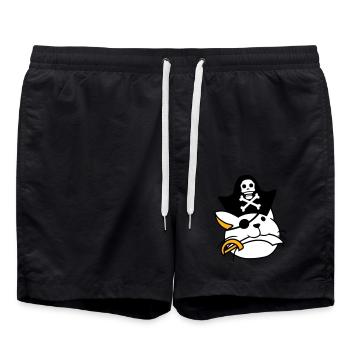 Cute Pirate Cat Buccaneer Eye Patch Hat Saber - Swim Trunks - black - Front - AI Model Male 185 light (185cm)