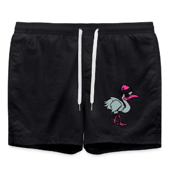 strauß comic weihnachten - Badeshorts - Schwarz - Vorne - AI Model Male 185 light (185cm)