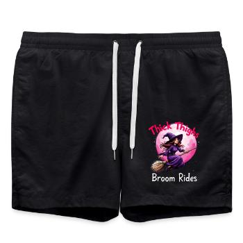 Dicke Oberschenkel Halloween Besen Reiten Spaß Hexenkunst - Badeshorts - Schwarz - Vorne - AI Model Male 185 light (185cm)
