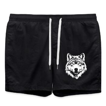 Visage de loup - Short de bain - noir - Devant - AI Model Male 185 light (185cm)